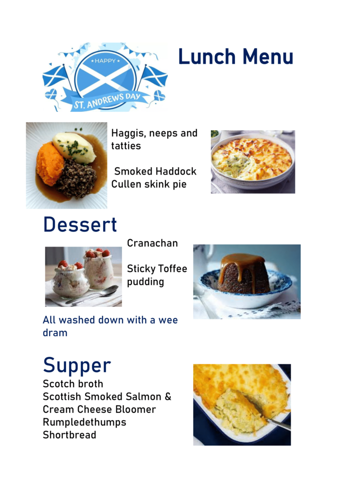 St Andrews Menu 2025